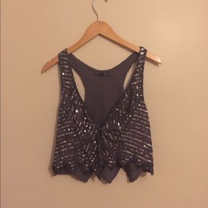 Forever 21 holiday fun silver sequin vest - size M